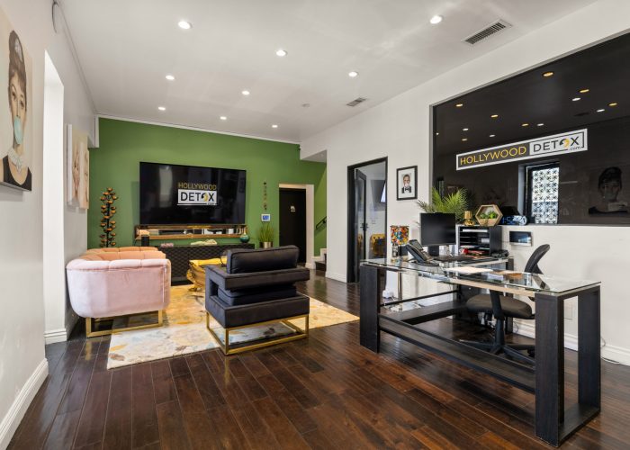 Modern office space with desk